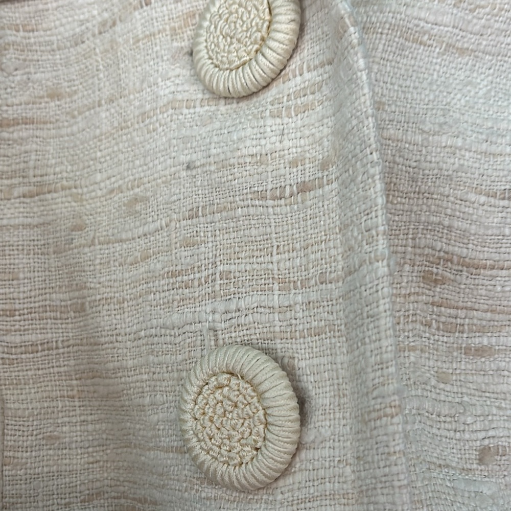 Trina Turk nubby silk short sleeve jacket ornate buttons ribbon belt sz 4 USA - Picture 3 of 6